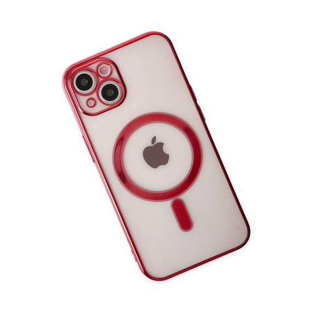 iPhone 14 Plus Kılıf Magneticsafe Lazer Silikon - Kırmızı
