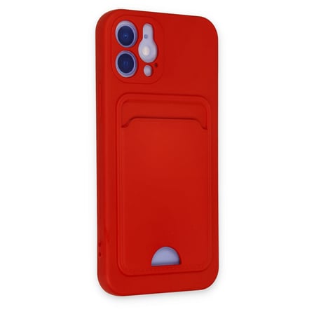 iPhone 12 Kılıf Kelvin Kartvizitli Silikon - Kırmızı