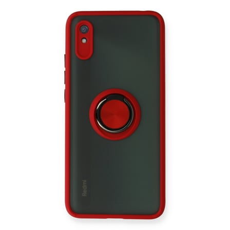 Redmi 9A Kılıf Montreal Yüzüklü Silikon Kapak - Kırmızı