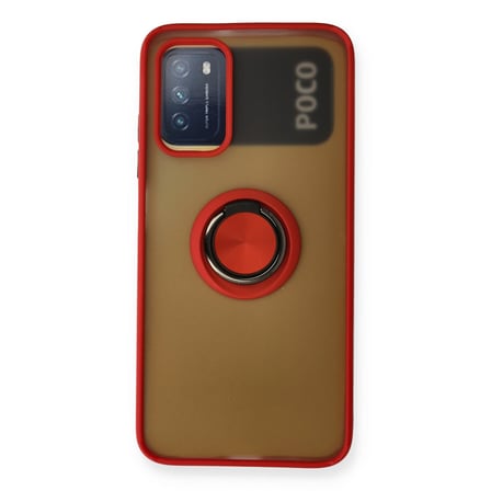 Redmi 9T Kılıf Montreal Yüzüklü Silikon Kapak - Kırmızı