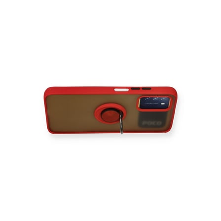 Redmi 9T Kılıf Montreal Yüzüklü Silikon Kapak - Kırmızı