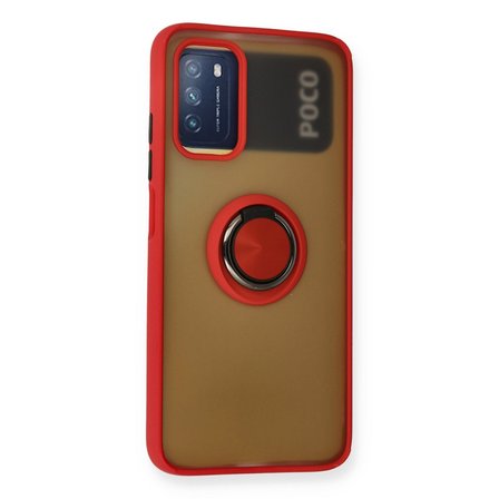 Redmi 9T Kılıf Montreal Yüzüklü Silikon Kapak - Kırmızı