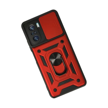 Poco F3 Kılıf Pars Lens Yüzüklü Silikon - Kırmızı
