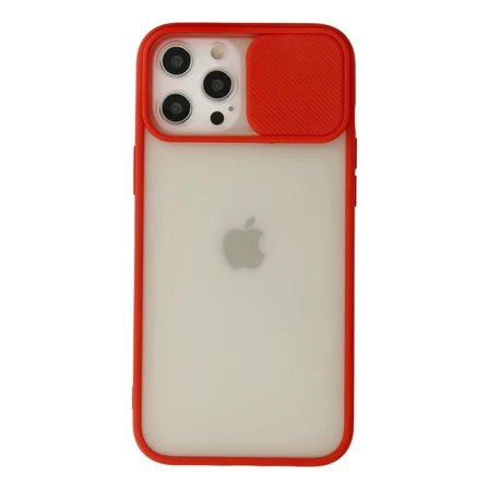 iPhone 12 Pro Max Kılıf Palm Buzlu Kamera Sürgülü Silikon - Kırmızı