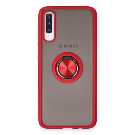 Galaxy A70 Kılıf Montreal Yüzüklü Silikon Kapak - Kırmızı