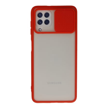 Galaxy A22 Kılıf Palm Buzlu Kamera Sürgülü Silikon - Kırmızı