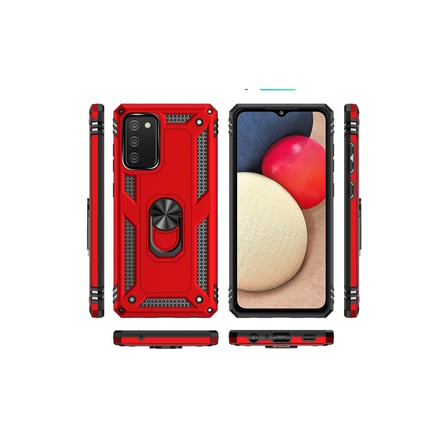 Galaxy A03S Kılıf Sofya Yüzüklü Silikon Kapak - Kırmızı