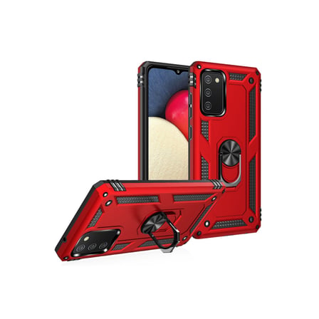 Galaxy A03S Kılıf Sofya Yüzüklü Silikon Kapak - Kırmızı