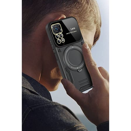 Redmi Note 12 Pro 4G Kılıf Joy Lens Standlı Kapak - Kırmızı