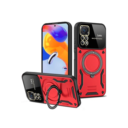 Redmi Note 12 Pro 4G Kılıf Joy Lens Standlı Kapak - Kırmızı