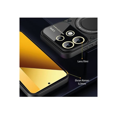 Redmi Note 13 4G Kılıf Joy Lens Standlı Kapak - Kırmızı