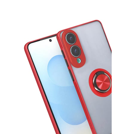 Galaxy S25 Edge Kılıf Montreal Yüzüklü Silikon Kapak - Kırmızı