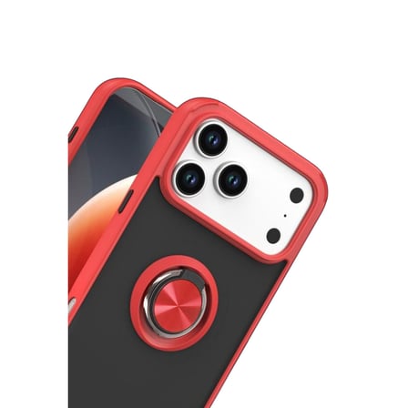 iPhone 17 Pro Max Montreal Yüzüklü Silikon Kapak - Kırmızı