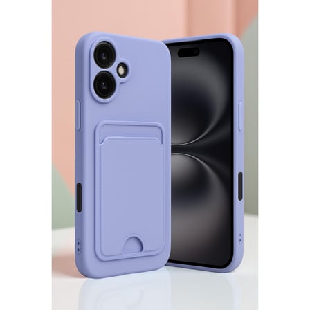 iPhone 16 Kılıf Kelvin Kartvizitli Silikon - Lacivert