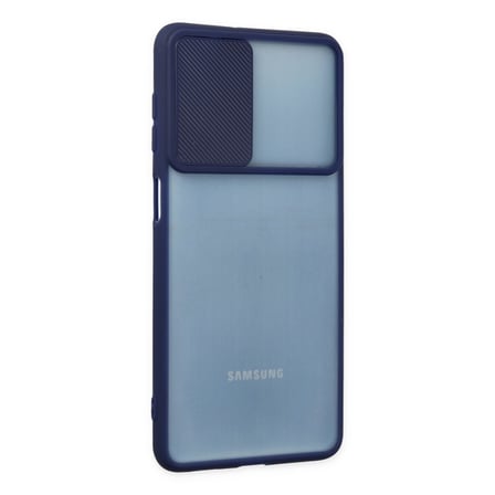 Galaxy M52 5G Kılıf Palm Buzlu Kamera Sürgülü Silikon - Lacivert
