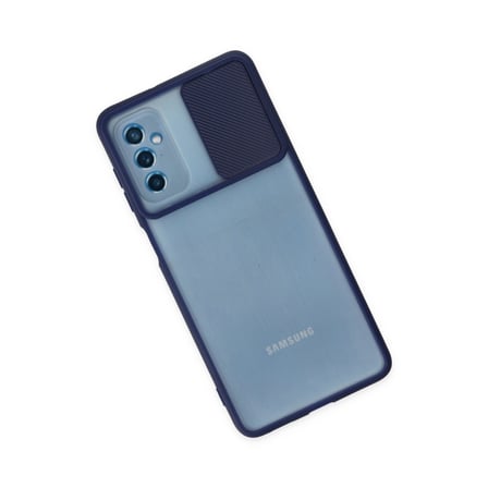 Galaxy M52 5G Kılıf Palm Buzlu Kamera Sürgülü Silikon - Lacivert