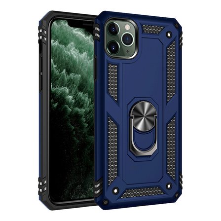 Erdo Ticaret iPhone 11 Pro Max Kılıfı Lacivert Yüzüklü Silikon Darbe Korumalı