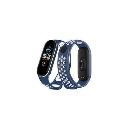 Mi Band 6 Spor Delikli Kordon - Lacivert-Beyaz