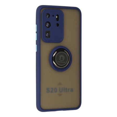 Galaxy S20 Ultra Kılıf Montreal Yüzüklü Silikon Kapak - Lacivert