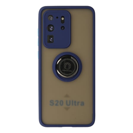Galaxy S20 Ultra Kılıf Montreal Yüzüklü Silikon Kapak - Lacivert