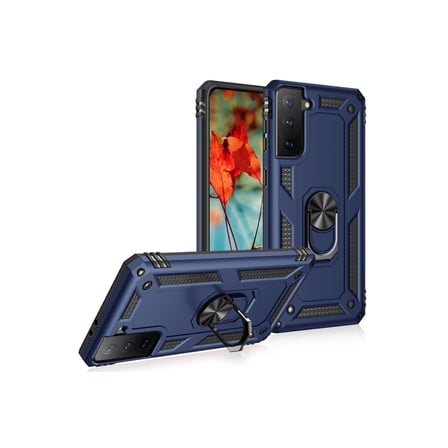 Galaxy S21 Kılıf Sofya Yüzüklü Silikon Kapak - Lacivert