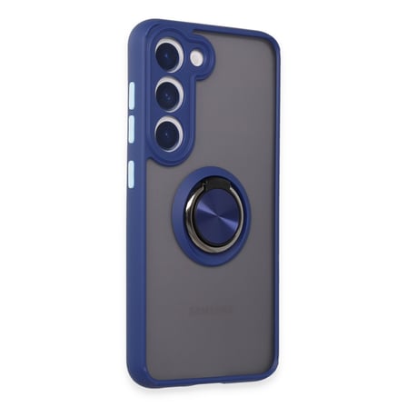 Galaxy S23 Kılıf Montreal Yüzüklü Silikon Kapak - Lacivert