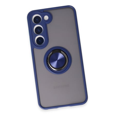 Galaxy S23 Kılıf Montreal Yüzüklü Silikon Kapak - Lacivert