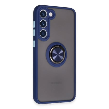 Galaxy S23 Plus Kılıf Montreal Yüzüklü Silikon Kapak - Lacivert