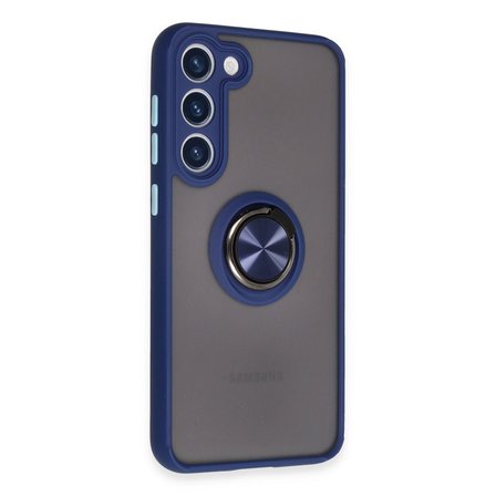 Galaxy S23 Plus Kılıf Montreal Yüzüklü Silikon Kapak - Lacivert
