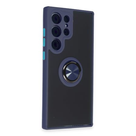 Galaxy S23 Ultra Kılıf Montreal Yüzüklü Silikon Kapak - Lacivert