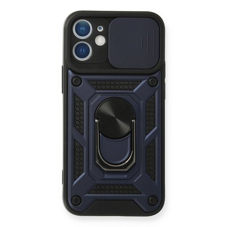 iPhone 12 Mini Kılıf Pars Lens Yüzüklü Silikon - Lacivert