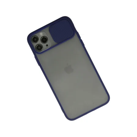 iPhone 11 Pro Max Kılıf Palm Buzlu Kamera Sürgülü Silikon - Lacivert