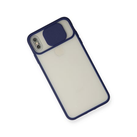 iPhone XS Max Kılıf Palm Buzlu Kamera Sürgülü Silikon - Lacivert