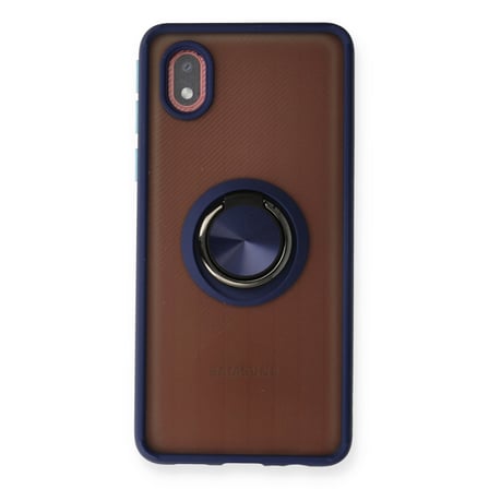 Galaxy A01 Core Kılıf Montreal Yüzüklü Silikon Kapak - Lacivert