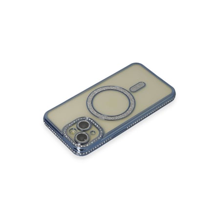 iPhone 15 Kılıf Joke Simli Magneticsafe Kılıf - Lacivert