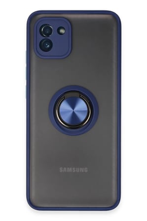 Galaxy A03 Kılıf Montreal Yüzüklü Silikon Kapak - Lacivert