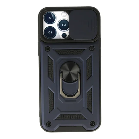 iPhone 13 Pro Kılıf Pars Lens Yüzüklü Silikon - Lacivert