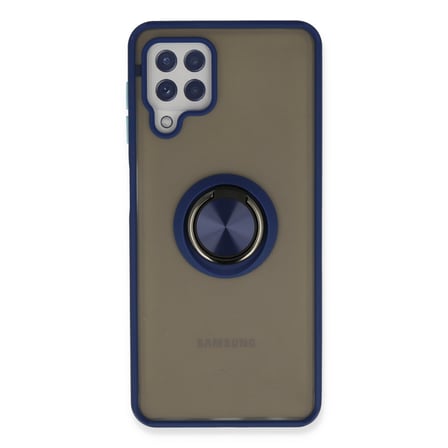 Galaxy A22 Kılıf Montreal Yüzüklü Silikon Kapak - Lacivert