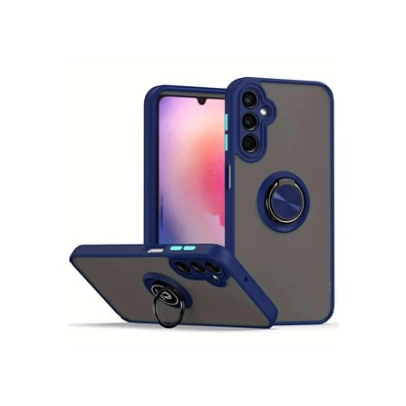 Galaxy S24 Kılıf Montreal Yüzüklü Silikon Kapak - Lacivert