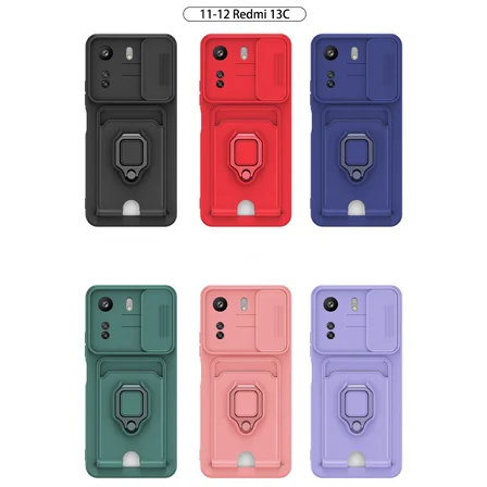Redmi 13C Kılıf Zuma Kartvizitli Yüzüklü Silikon - Lacivert