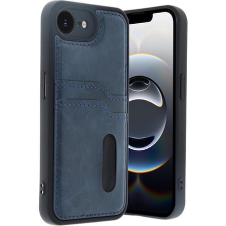 iPhone 16E Kılıf Sara Kartvizitli Deri Kılıf - Lacivert