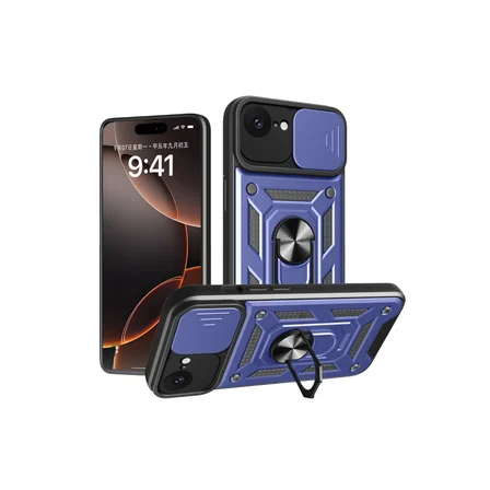 iPhone 16E Kılıf Pars Lens Yüzüklü Silikon - Lacivert