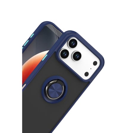 iPhone 17 Pro Max Montreal Yüzüklü Silikon Kapak - Lacivert