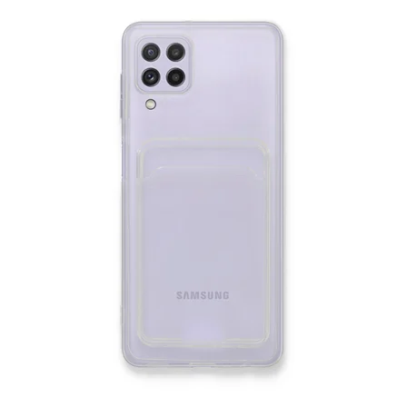 Galaxy A22 Kılıf Kart Şeffaf Silikon - Şeffaf
