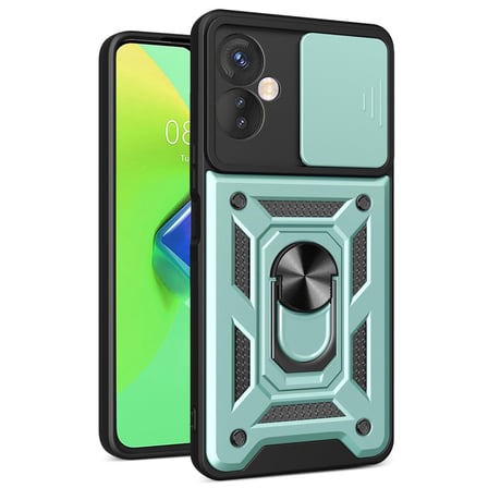 Hot 30 4G Kılıf Pars Lens Yüzüklü Silikon - Yeşil