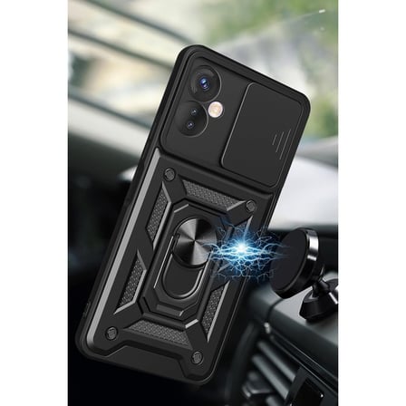 Hot 30 5G Kılıf Pars Lens Yüzüklü Silikon - Yeşil