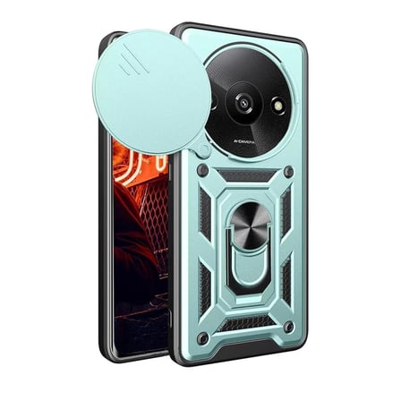 Redmi A3 4G Kılıf Pars Lens Yüzüklü Silikon - Yeşil