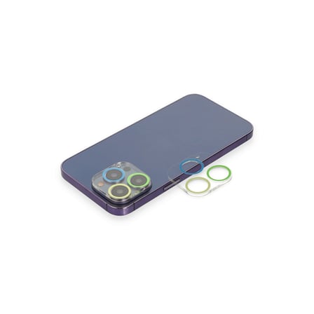 iPhone 13 Pro Max Renkli Kamera Lens Koruma Cam - Yeşil-Sarı