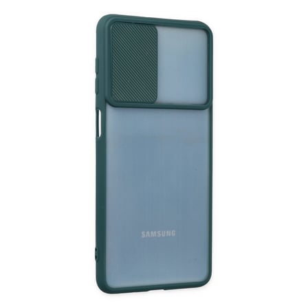 Galaxy M52 5G Kılıf Palm Buzlu Kamera Sürgülü Silikon - Yeşil