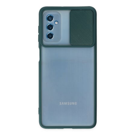 Galaxy M52 5G Kılıf Palm Buzlu Kamera Sürgülü Silikon - Yeşil